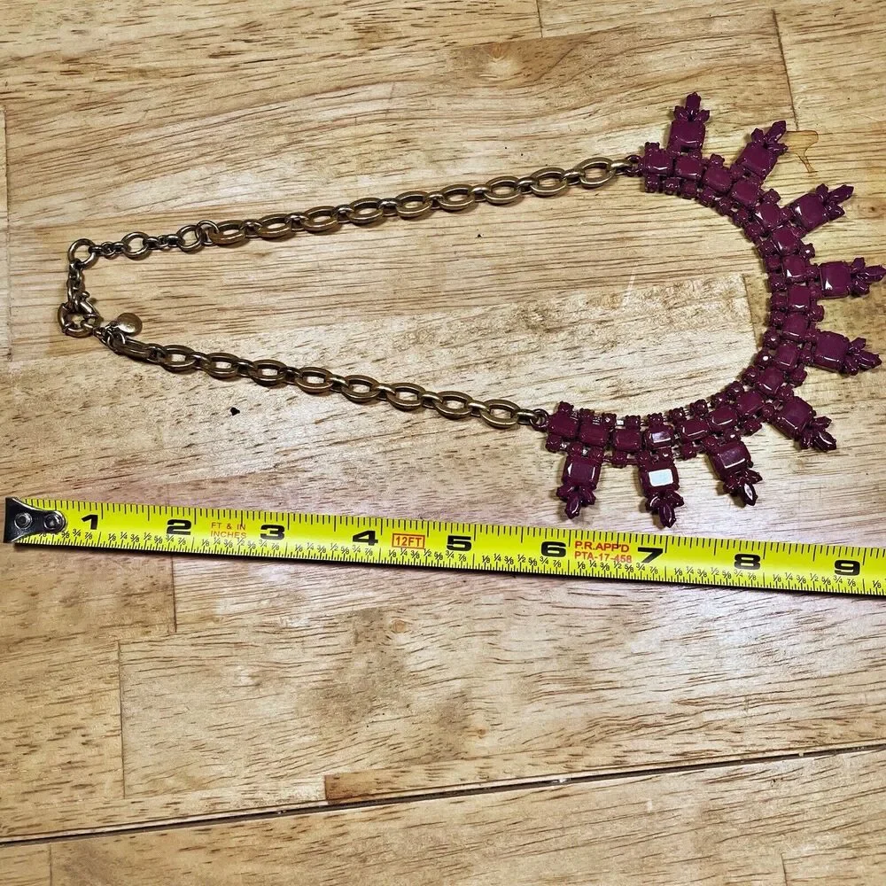 J. Crew Gold Brass Purple‎ Statement Necklace Boho Dressy Art to Wear